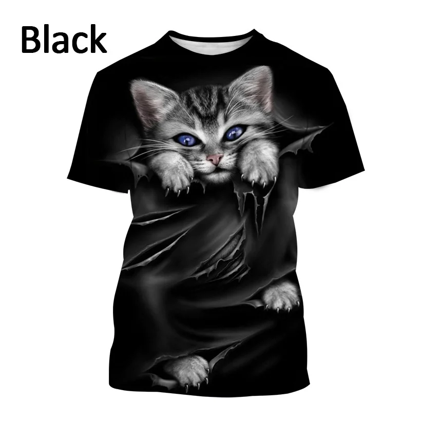 Summer Mens clothing Funny Cute graphic t shirts Cat 3D Printed Cool T-Shirt Fashion Men/Women Hip-hop Animal Short Sleeve shirt