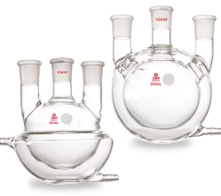 

Glass Jacketed Round Bottom Flask Double Layer 250ml 500ml 1000ml Three Neck Four Neck Reaction Kettle
