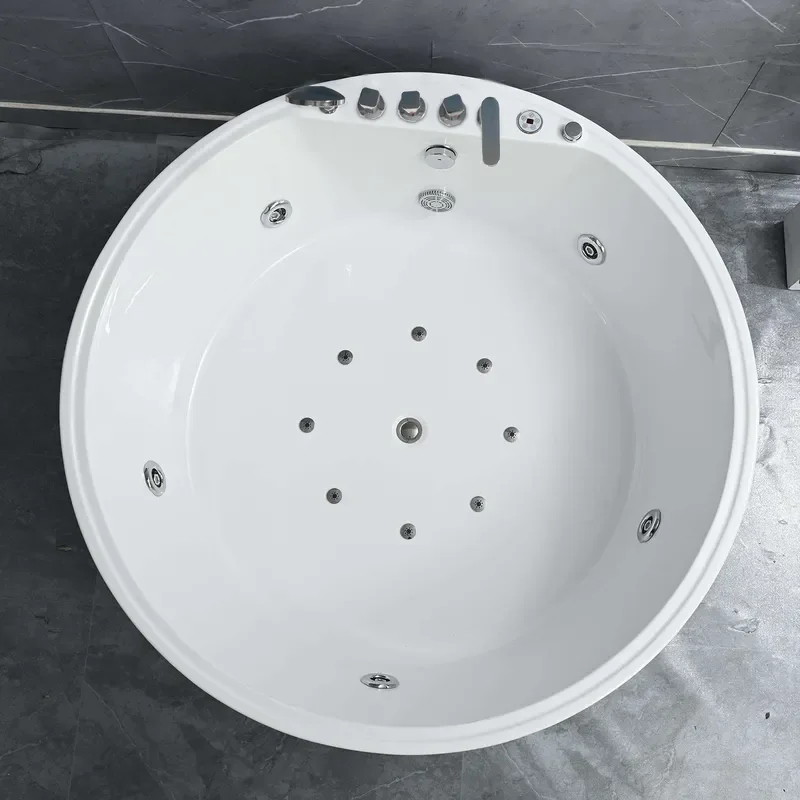for Hotel B&B Round Acrylic Bathtub Home Double Couple Smart Massage Constant Temperature Bubble Bath Tub