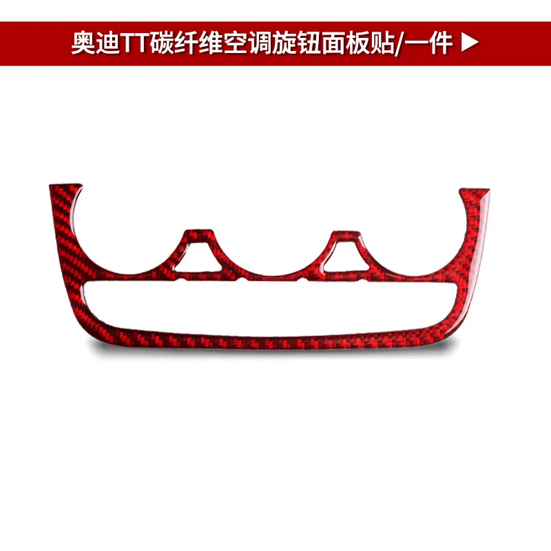 For Audi TT 08-14 Interior Modification Red Carbon Fiber Air Conditioning Knob Panel Sticker Auto Parts