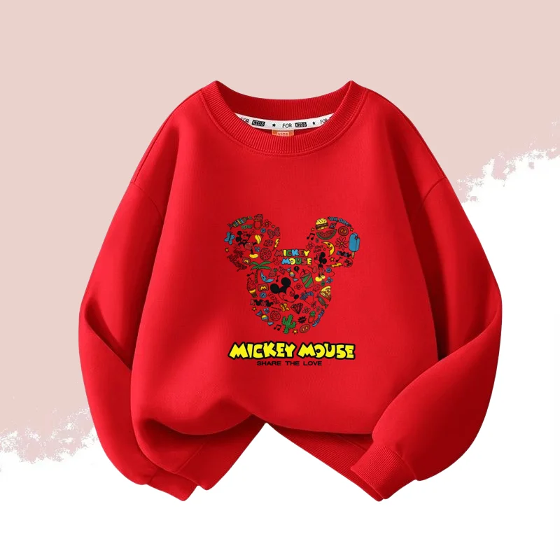 

Autumn Baby Girls Cotton Cloth Kid Boy Disney Mickey Printed Long Sleeve Sweatshirt Children Cartoon O-Neck Soft Breathable Top