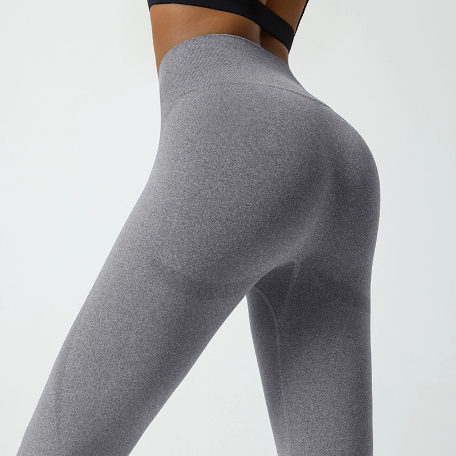Seamless Women's Knitted Yoga Pants Gym High Waisted Hip Lifting Tight Fitting Sports Pants Exercise Running Fitness Leggings