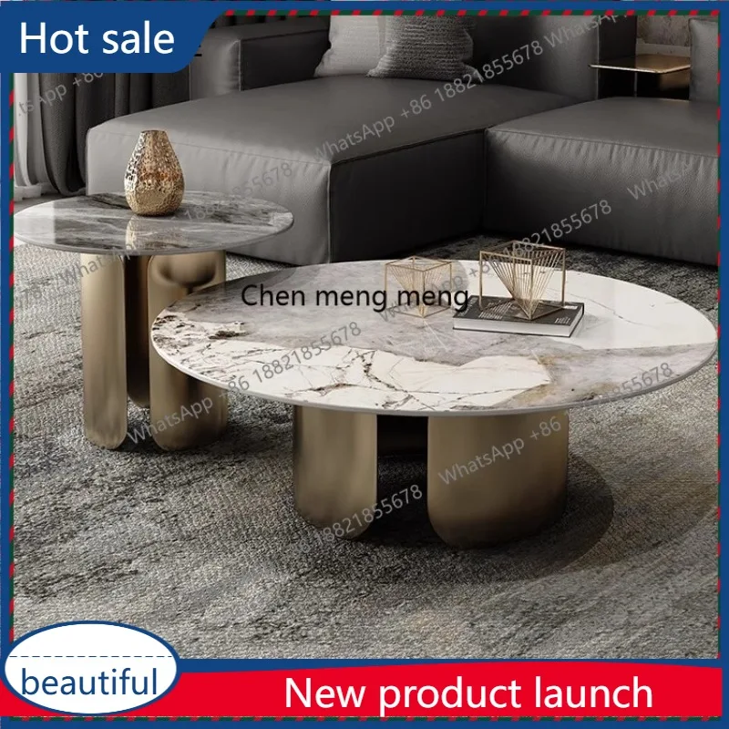 

A3020 Шифер, круглый журнальный столик из нержавеющей стали, современная простая гостиная, итальянский светильник, роскошный домашний журнальный столик для маленькой квартиры, комбинация
