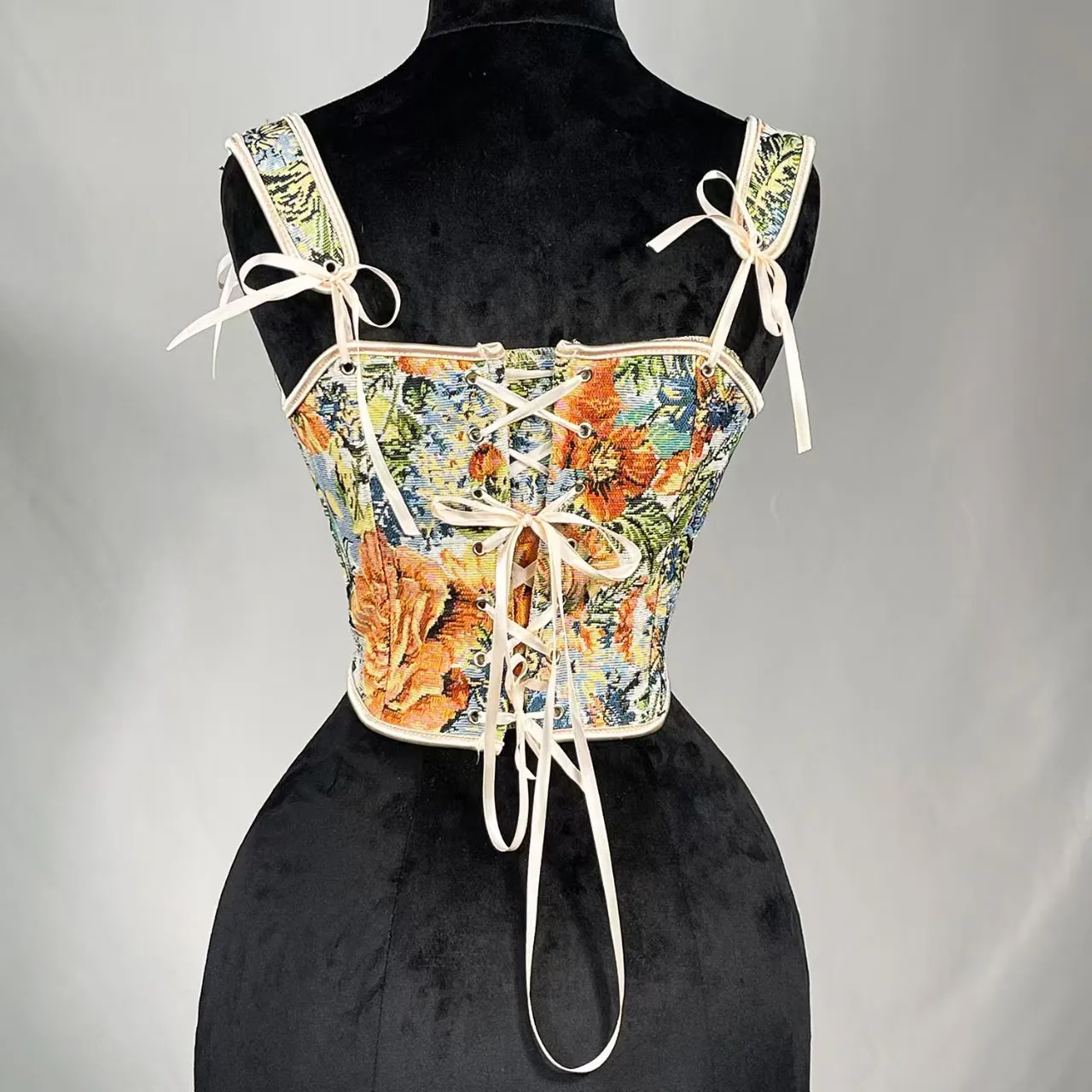 

French Peony Orange Double Strap Detachable Adjustable Fishbone Bra, Party Picnic Party Wear