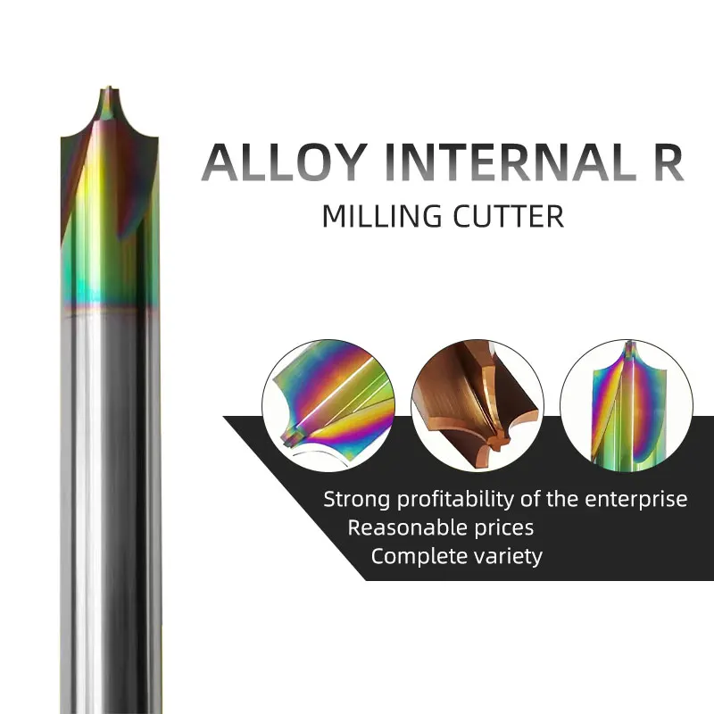 Fresa de redondeo de esquinas de radio interior de carburo CR, brocas de enrutador de biselado, R0.5, R1, R2, R3, R4, R5, R6, R8
