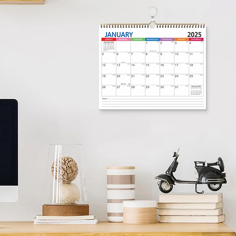 2025 Colorful Calendar Hanging Calendar 12 Months International Holiday Office Schedule Planning Desk Planner Office Supplies