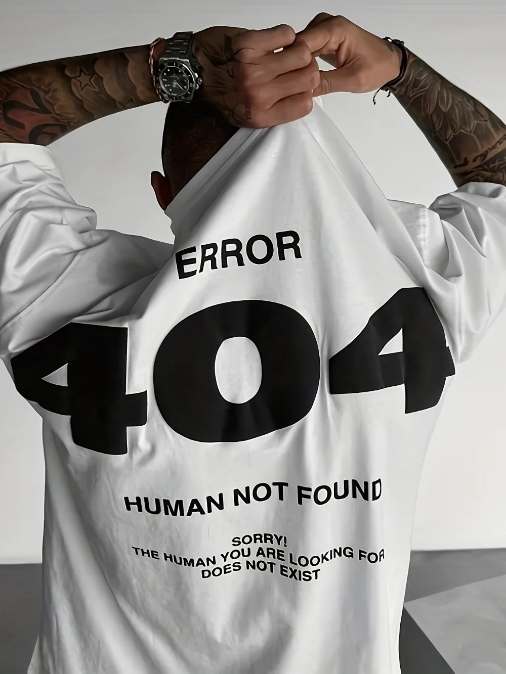 Error 404 Human Not Found Sorry Printing 3D Patts Port Schnelltrocknendes, atmungsaktives Herren-T-Shirt Street Casual Fashion Eltern-Kind-Kleidung – Detail 2