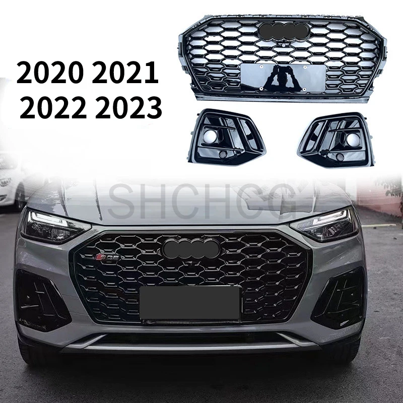 for RSQ5 style front sports hexagonal mesh honeycomb cover black grill for Audi Q5/SQ5 2021-2023 auto parts