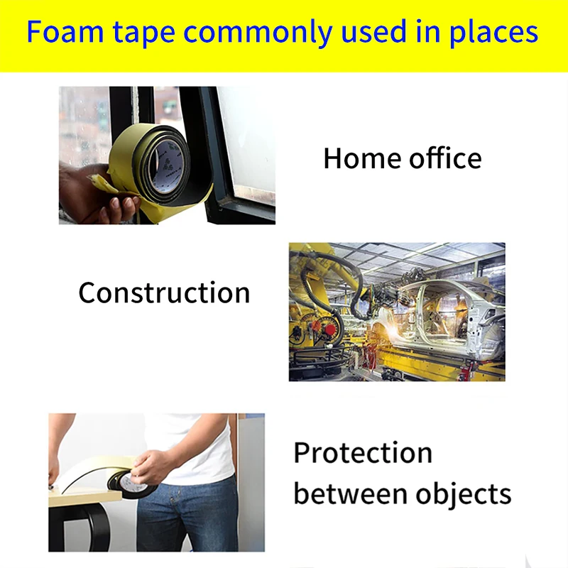 Strong Single-Sided foam Tape adhesion EVA black/white sponge foam rubber tape anti-collision seal strip 1, 2, 3mm thick