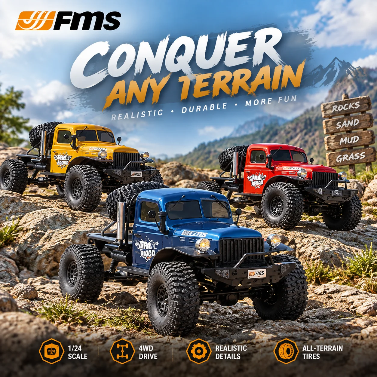 Rc Hobby Track - FMS 1/10 Matador, vehículo todoterreno eléctrico
