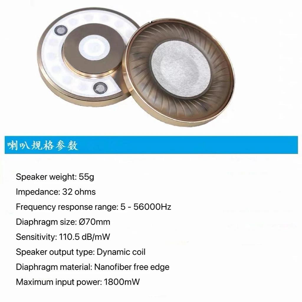 Komposit-Biofilm-Nanofaser-Dual-Magnet-Kopfbügel-Over-Ear-Dynamik-Kopfhörer mit hochauflösendem Audiophiler 70-mm-Lautsprecher. – Detail 2