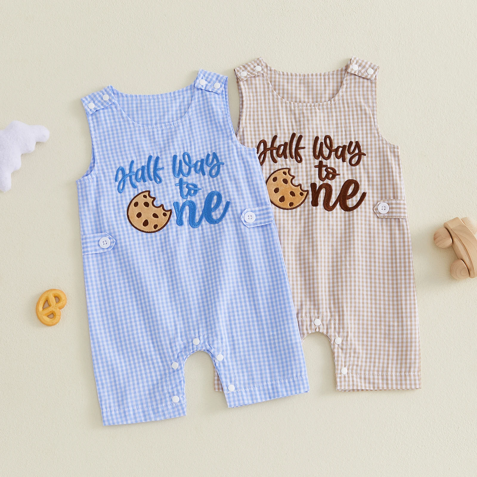 

Летний комбинезон для маленьких мальчиков, комбинезон без рукавов с круглым вырезом и вышивкой в ​​виде букв, комбинезон для новорожденных, от 3 до 12 месяцев