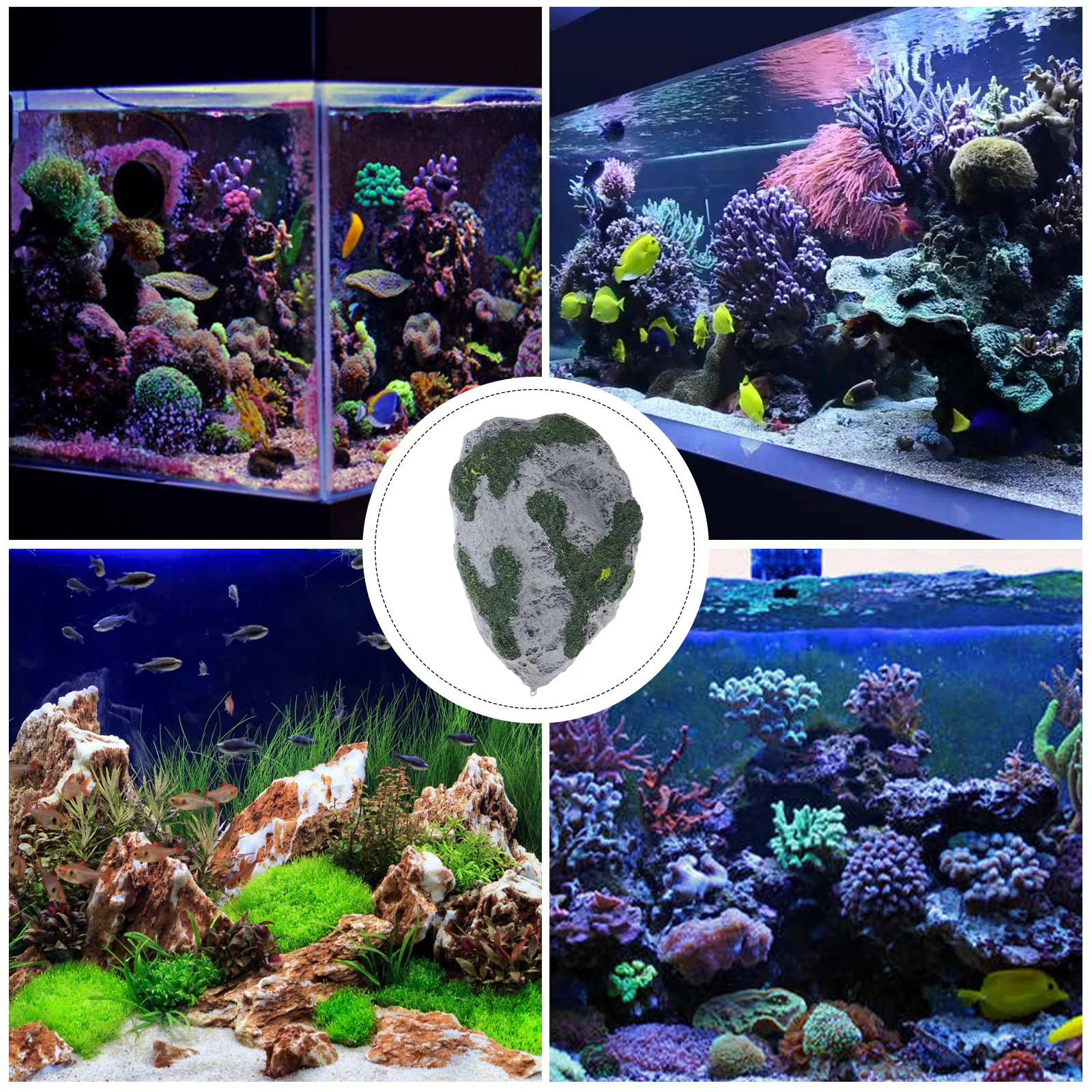 

Floating Suspended Artificial Stone Aquarium Decor Fish Tank Decoration Adjustable String Size M Effect