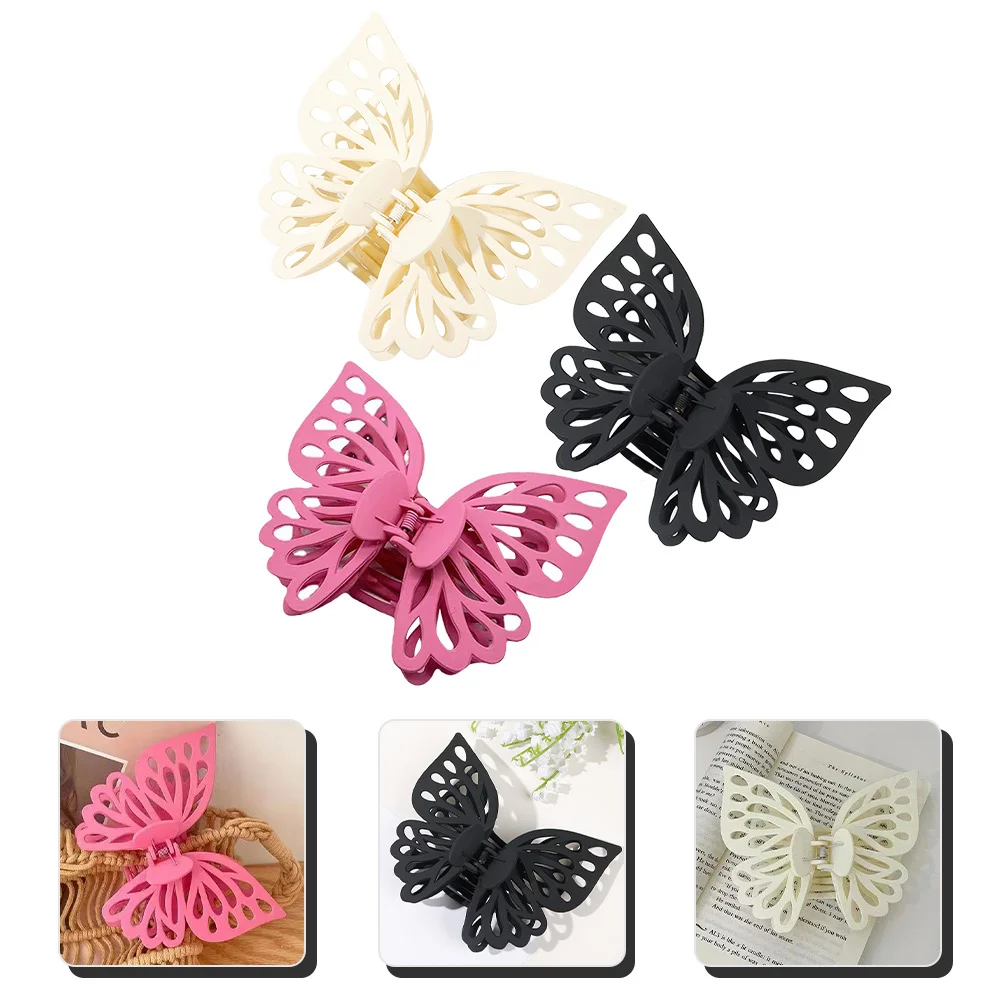 

3Pcs Butterflies Hair Barrettes Stylish Large Hair Clips for Women Firm Grip Claw Clamps for Wedding Prom Photo Shoot