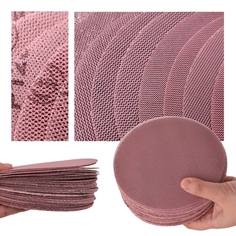 6 Inch 150MM Mesh Sanding Paper Kit with 32 Holes Hand Sanding Blcok 6Pcs Assorted 80-320 Grit for Grinding Wood Metal