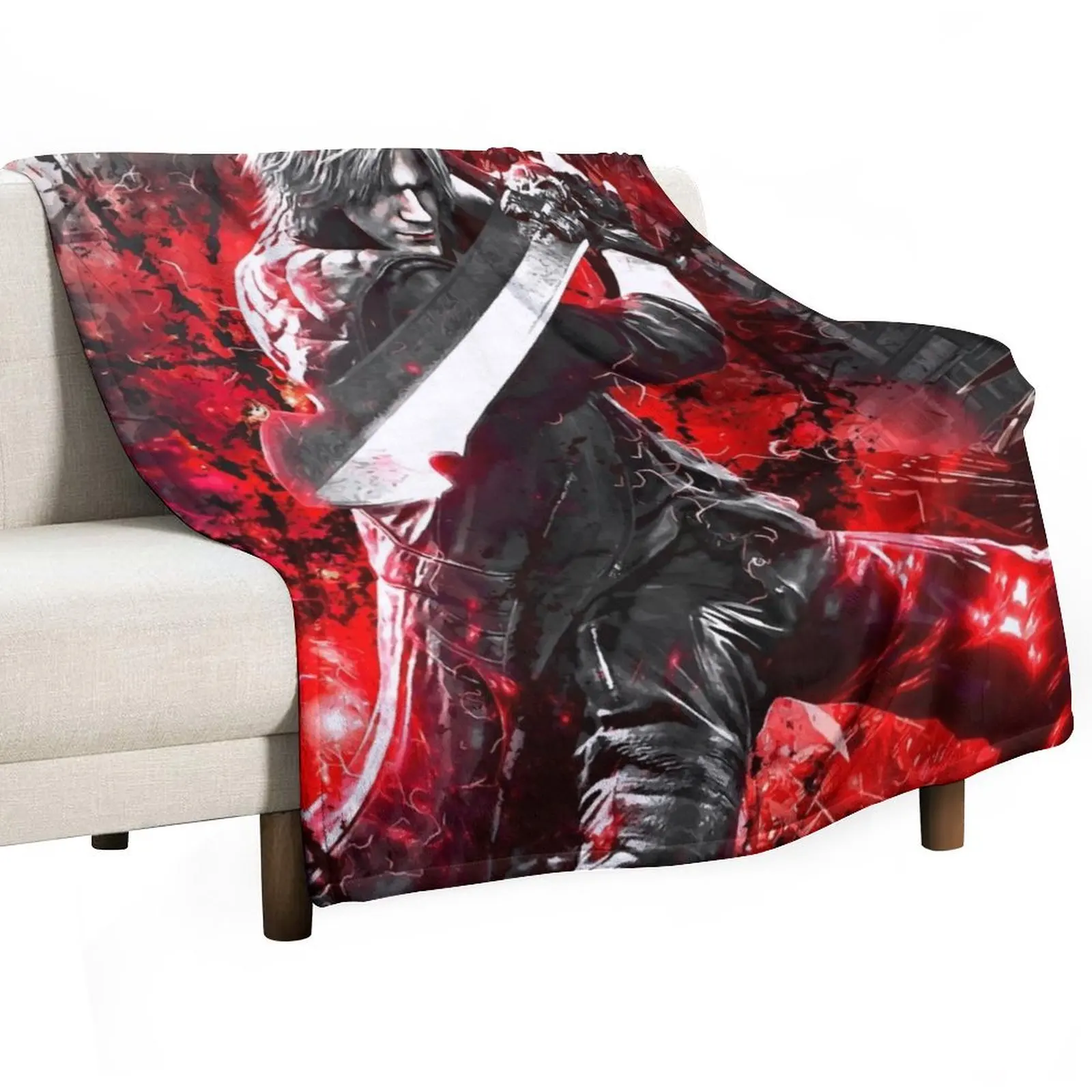 Devil May Cry 5 Dante Throw Blanket Loose Plaid on the sofa Blankets