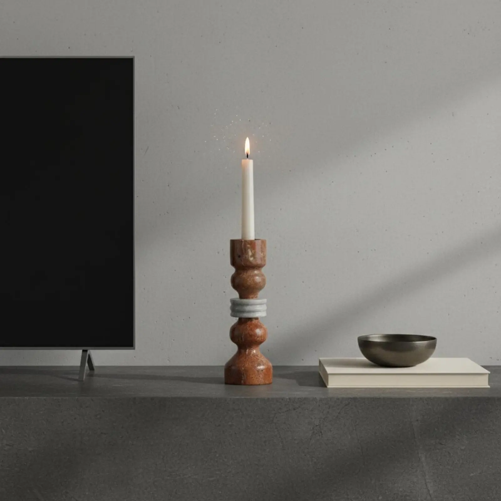 

2 Pieces Travertine Candle Holder Modern Minimalist Stone Candle Holder Travertine Candlestick Luxury Design