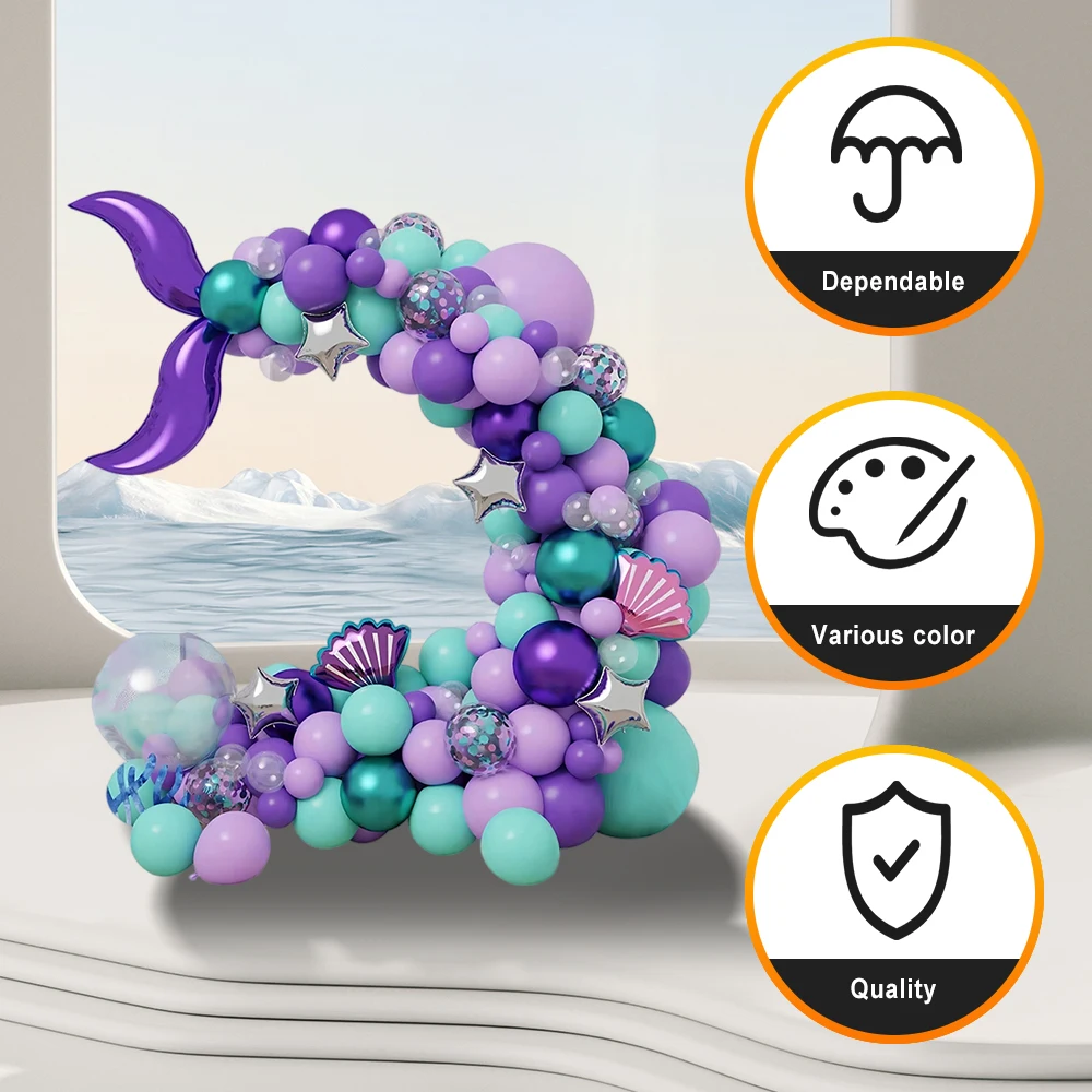 120 قطعة ذيل حورية البحر اللاتكس الألومنيوم بالون مجموعة لجميع القديسين التخرج السنة الجديدة عيد الفصح عيد الحب عيد الشكر #5