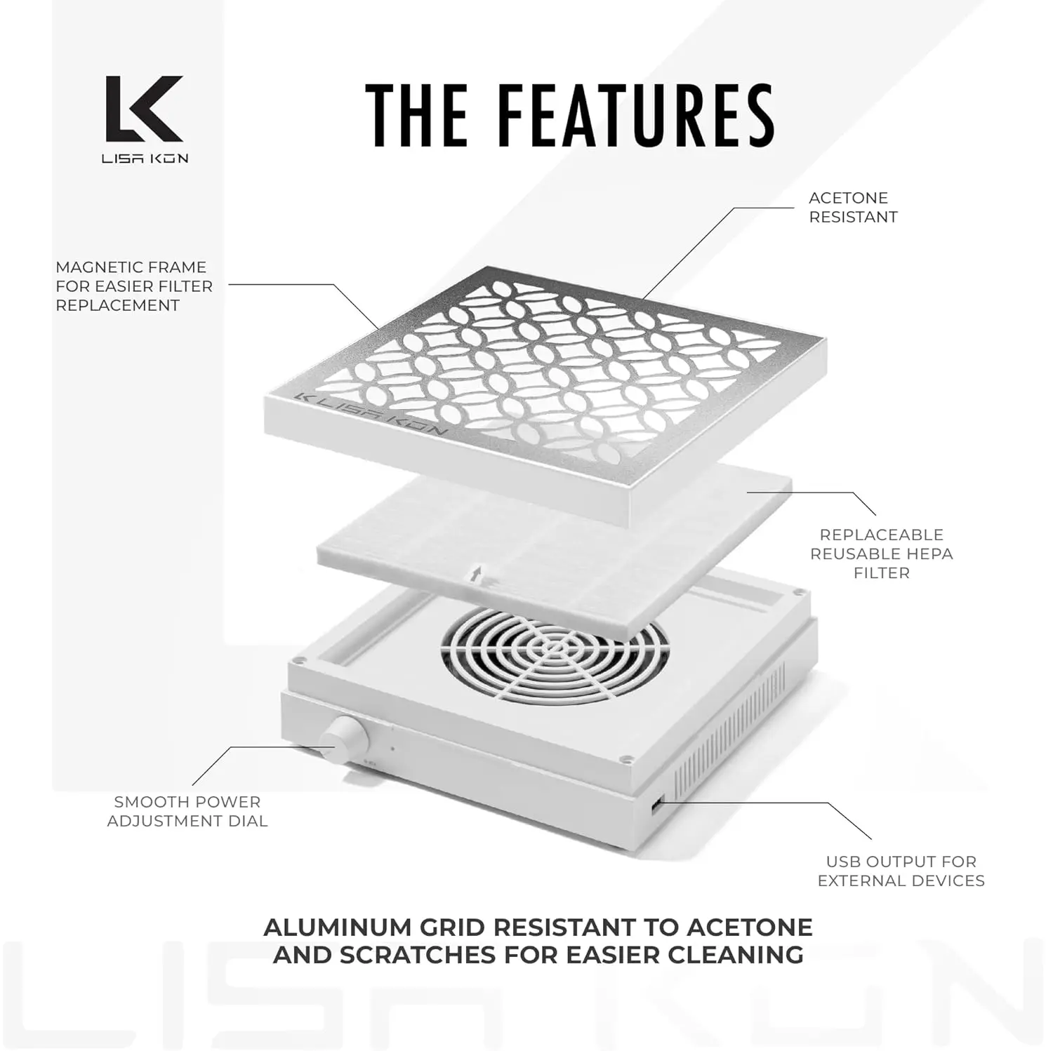 مجمع غبار الأظافر مع فلتر قابل لإعادة الاستخدام، مستخرج غبار مروحة مكنسة كهربائية احترافي، آلة شفط غبار قوية وهادئة لتقنية الأظافر #3
