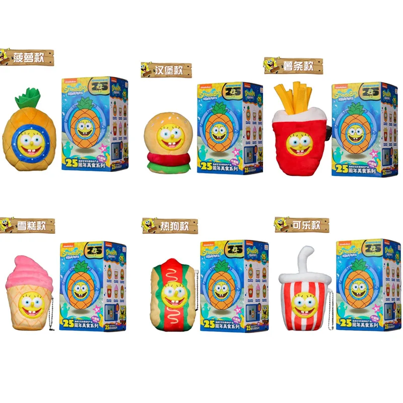 SpongeBob SuqarePants Action Figures 25th Anniversary Food Series Cute Refrigerator Magnet Toy Decoration Collection Kids Gifts