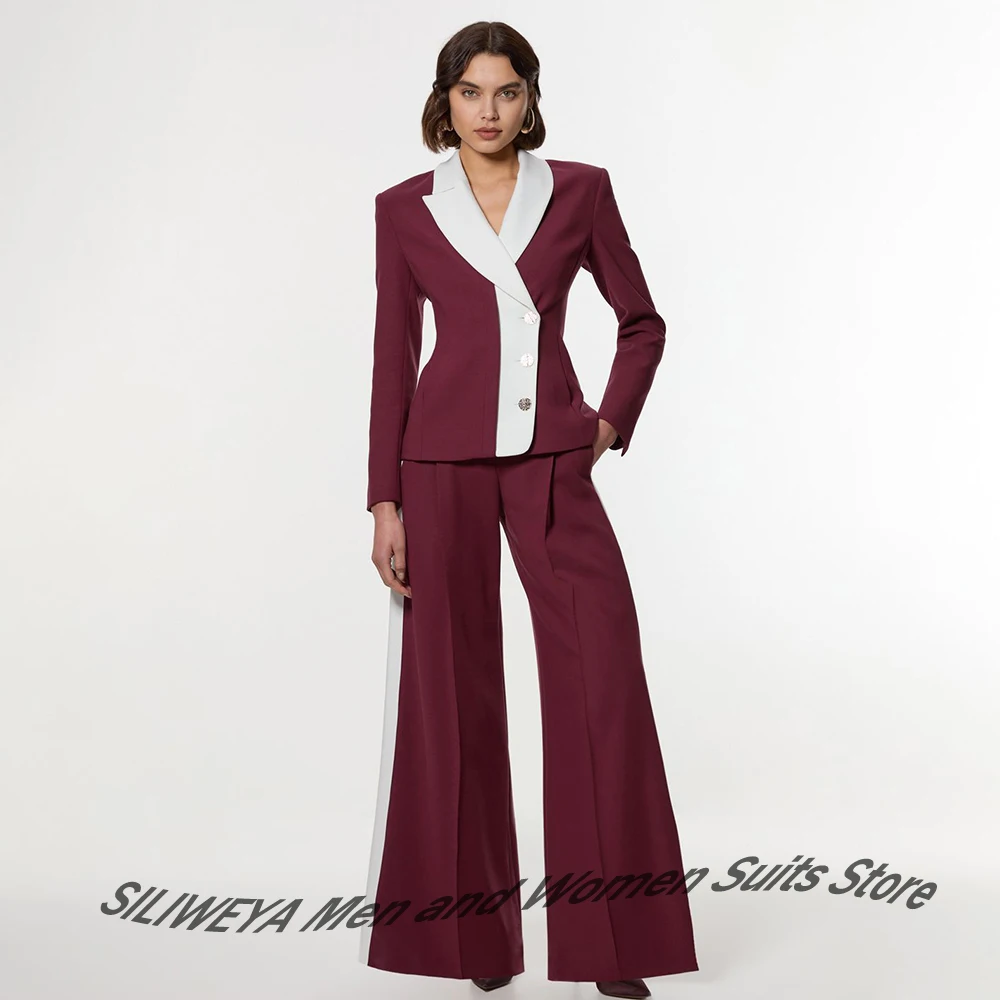 أنيقة غير المتماثلة العنق المرأة البدلة 2 قطعة مجموعة نغمتين الأخضر واحدة الصدر السترة الحديثة الفاخرة مساء ملابس خارجية