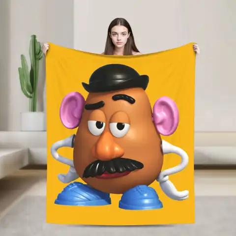 Toy Story Mr.Potato Coperte per la testa Corallo in pile Peluche Primavera/Autunno Coperta calda multifunzione per la trapunta del divano di casa