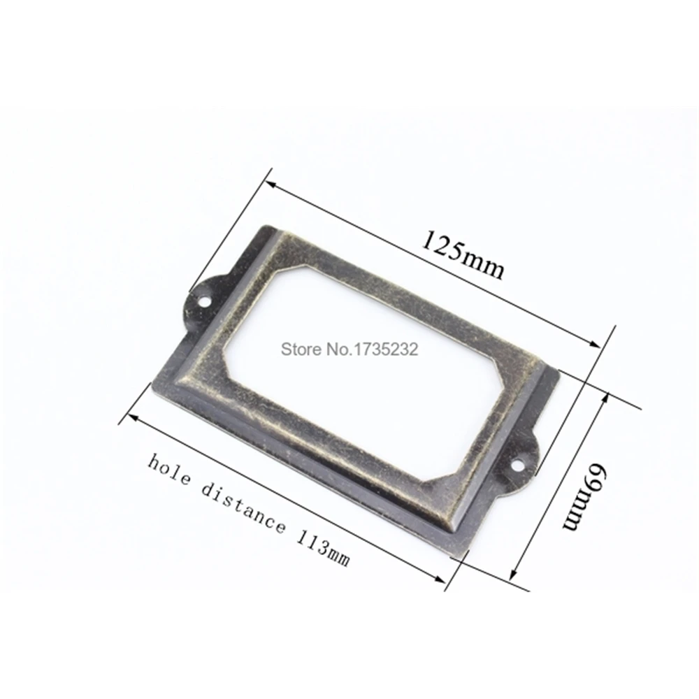 50pcs 125*69mm grand porte-carte méta étiquette cadre Vintage Bronze décoration bois étagère bord prix étiquette manchon tiroir étiquette cadre