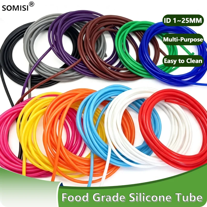 1 M Colorful Silicone Tube ID 1 2 3 4 5 6 7 8 9 10 12 14 16 18 20 25mm Plumb Food Grade Tubing Flexible Drink Pipe Water Hose