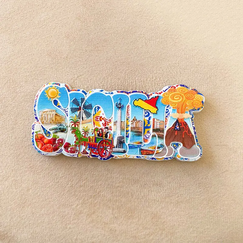 

Sicily Refrigerator Magnet Italy Travel Souvenir Creative 3D Magnetic Sticker Gift