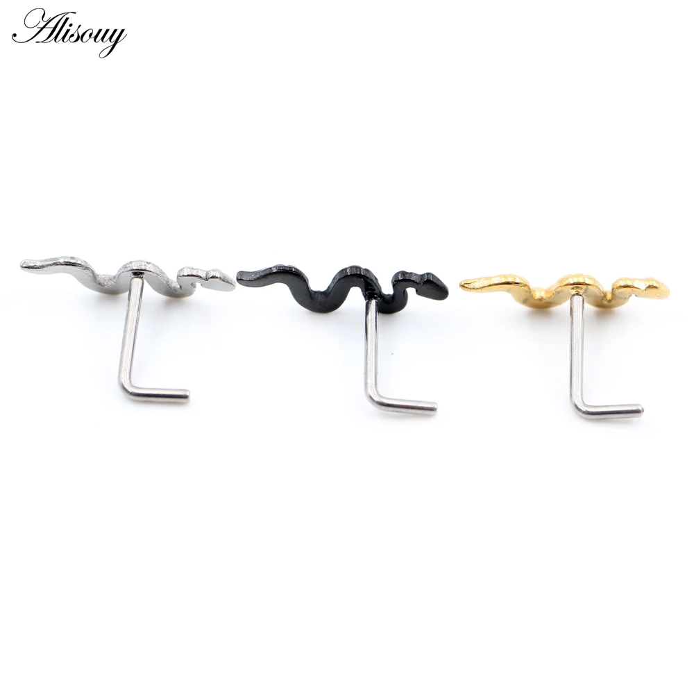 Alisouy 1PC G23 Titanium Threadless Twist Snake Nose Rings Piercing Ear Septum Daith Captive Tragus Studs Earrings Body Jewelry