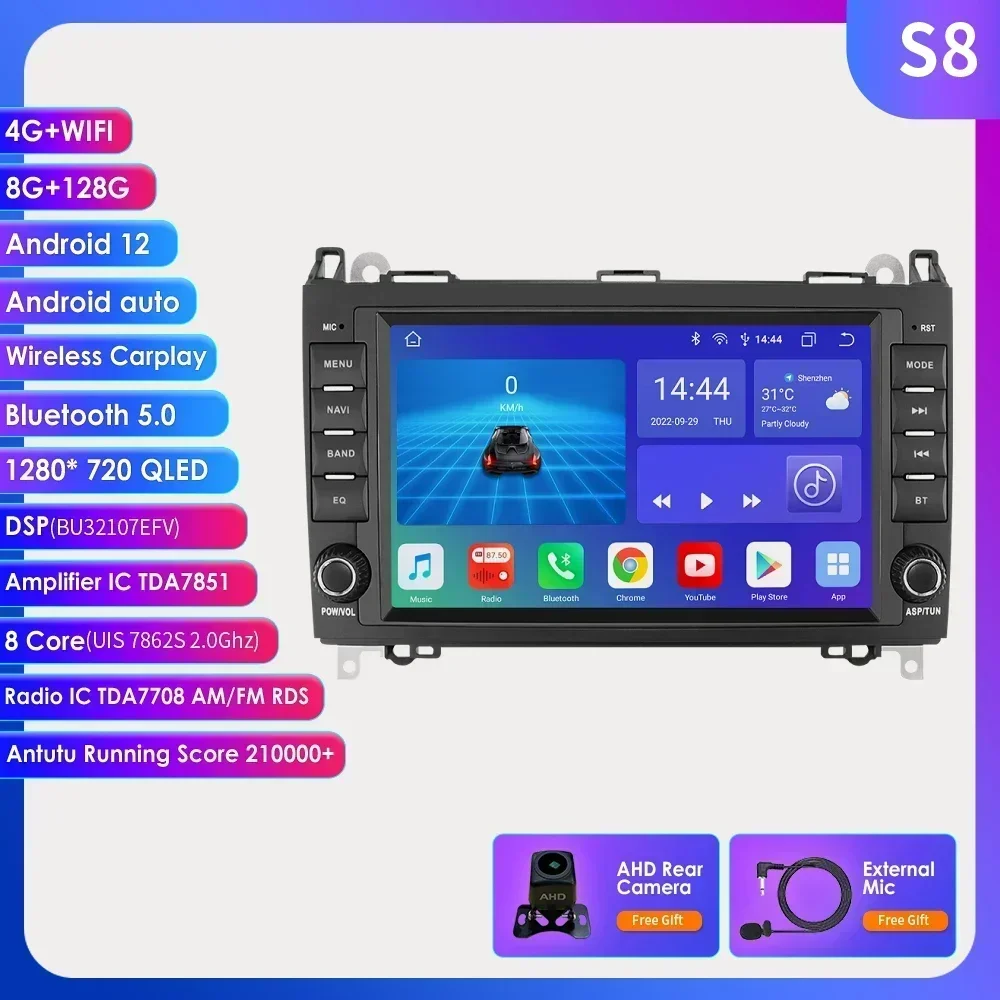 Android Auto Radio Voor Mercedes Benz B200 W245 W169 W639 B180 B160 B170 A150 W906 Auto Stereo Multimedia 8Inch Scherm Speler Gps