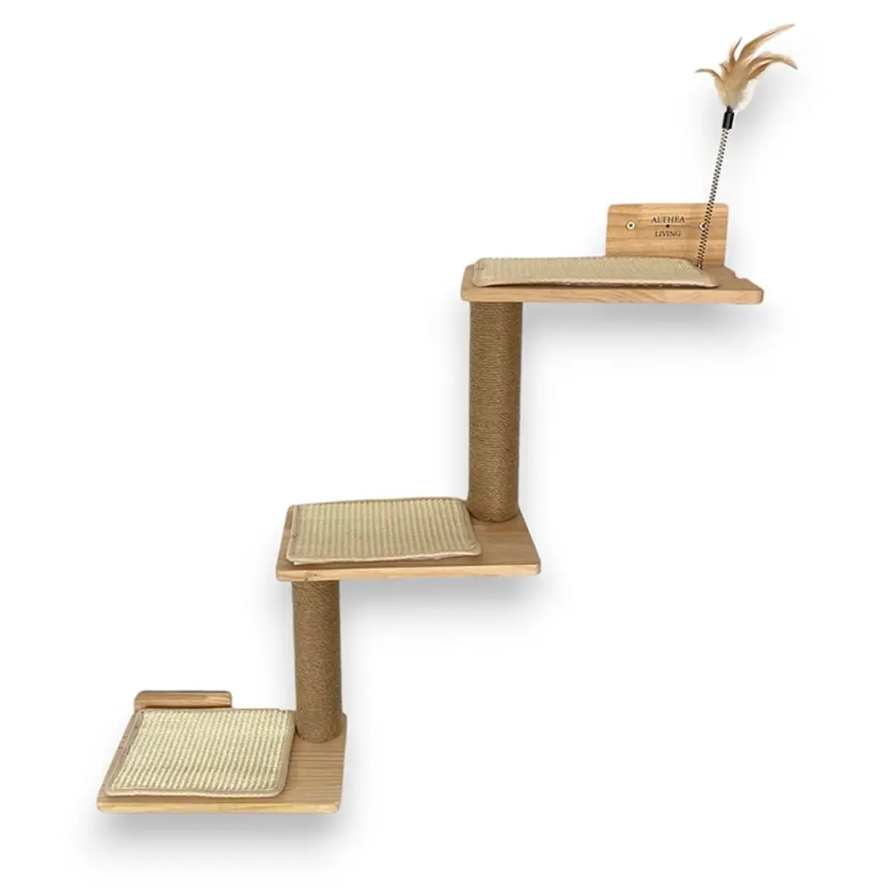 Árbol para Gatos de Pared Duna | Estantes Escalonados con Rascador de Sisal y Juguete | Mueble Vertical para Gatos Indoor Ahorra Espacio | Althea Living