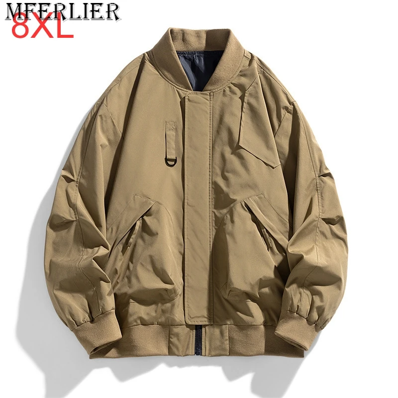 

Spring Autumn Plus Size Jacket Men's Pocket Loose Fashion Brand Coat 130kg 8XL bomber jacket 5XL 6XL workwear jacket