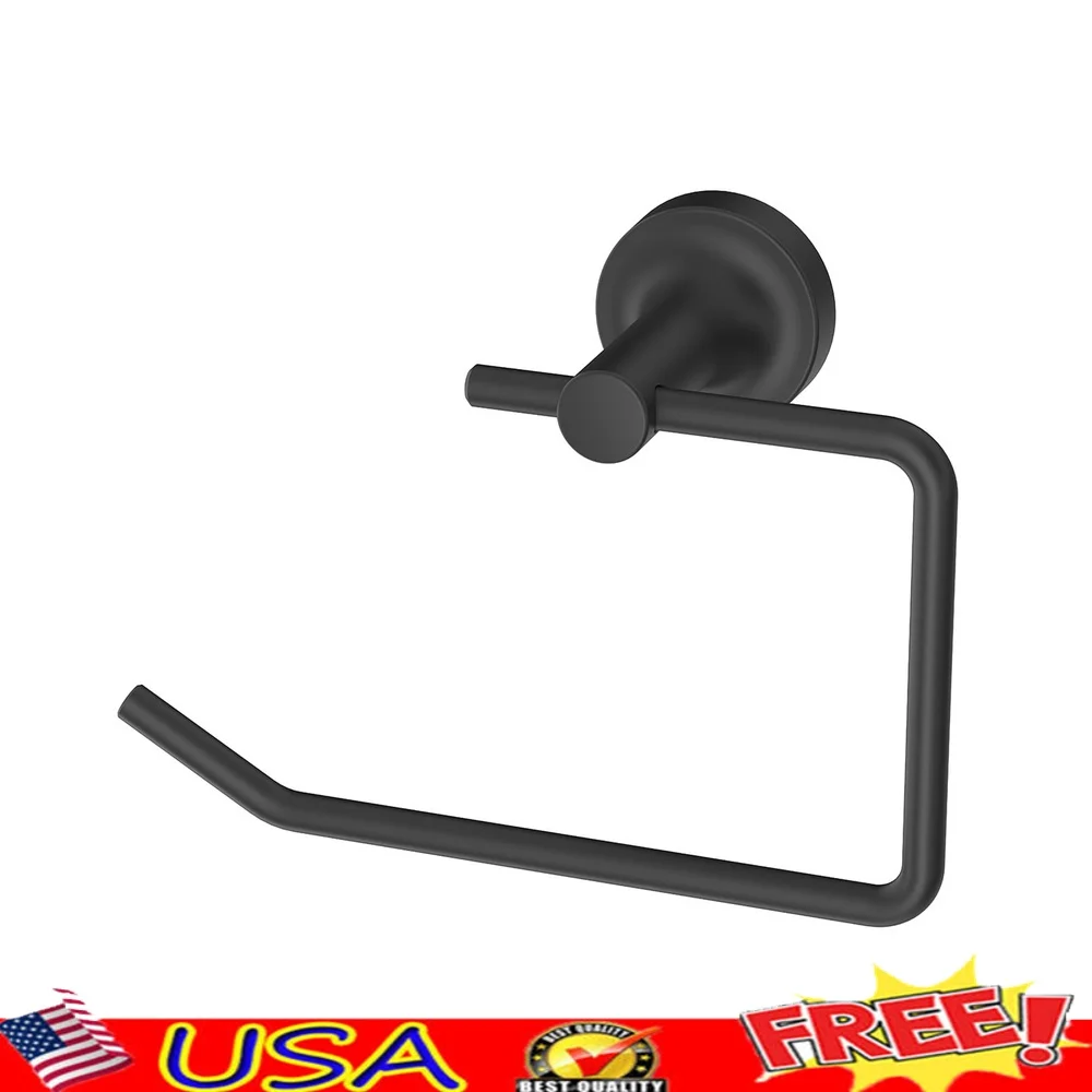 

Modern Wall Mount Toilet Paper Holder Matte Black Simple Design Bathroom Accessory Durable Hardware Included Easy to Use