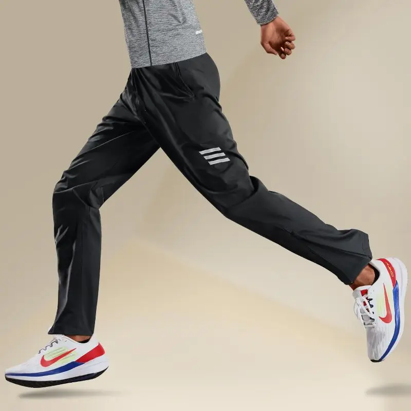 Winter Motion Trousers Men Fleece Thermal Sweatpants Quick Dry Contrast Color Elastic Waist Comfortable Casual Straight Pants