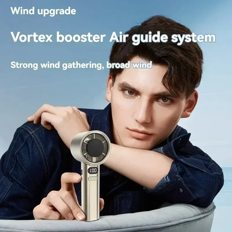 Новый ручной вентилятор с ледяным покрытием на 120-й скорости, цифровой дисплей, турбо-сильный ветроэнергетический полупроводниковый портативный вентилятор 2000 мАч, USB-вентилятор