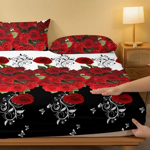 Matched sheet printed for bedroom, bed lid, plant, flower, butterfly, simple, modern, without pillowcases, 1 8 Main Sales Lençol - №3