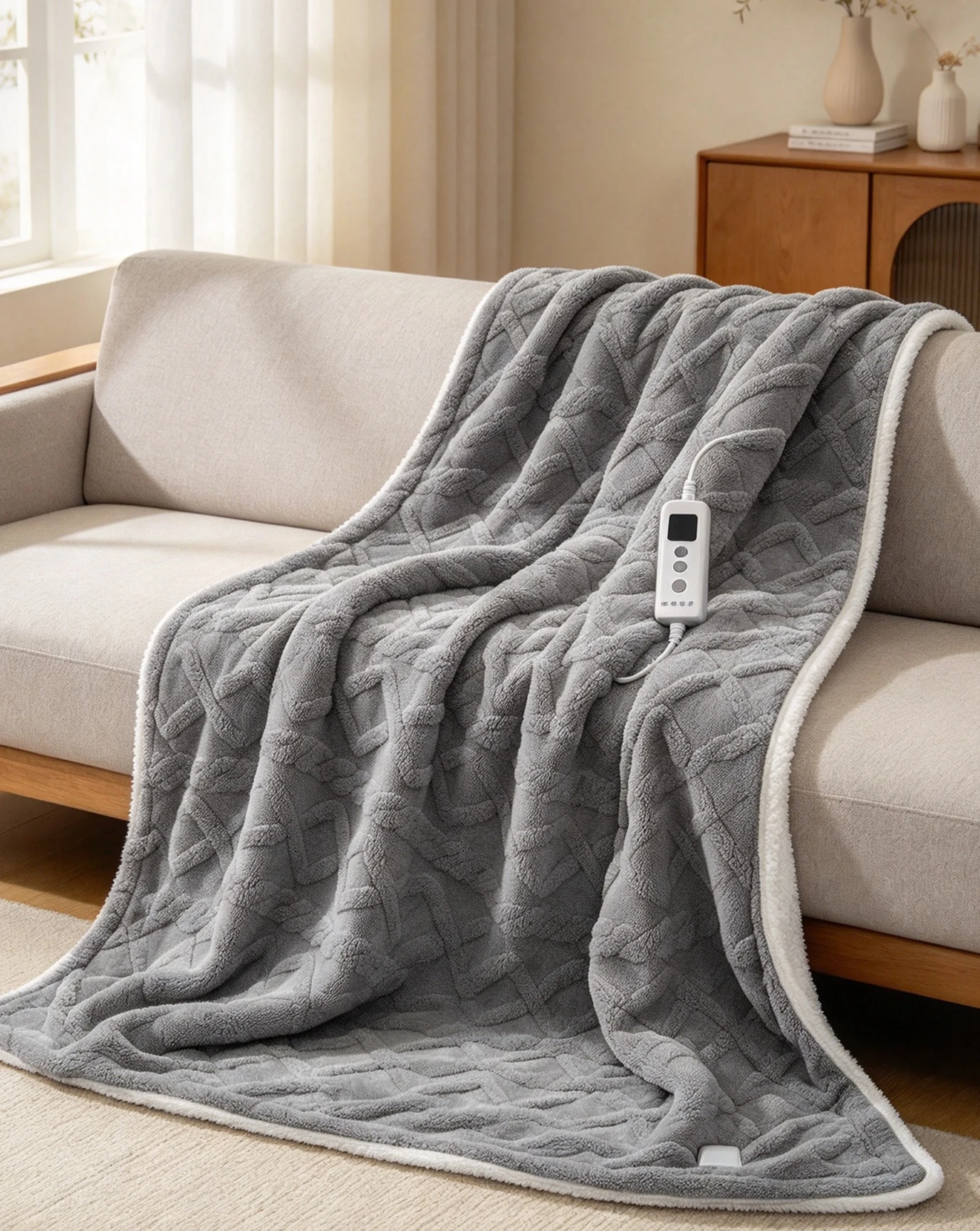 50x60 Inch Heated Throw Blanket, Thick Tufted Sherpa Electric Heating Blanket for Adults, Machine Washable with 10 Heat Settings & Timer, ETL Certified