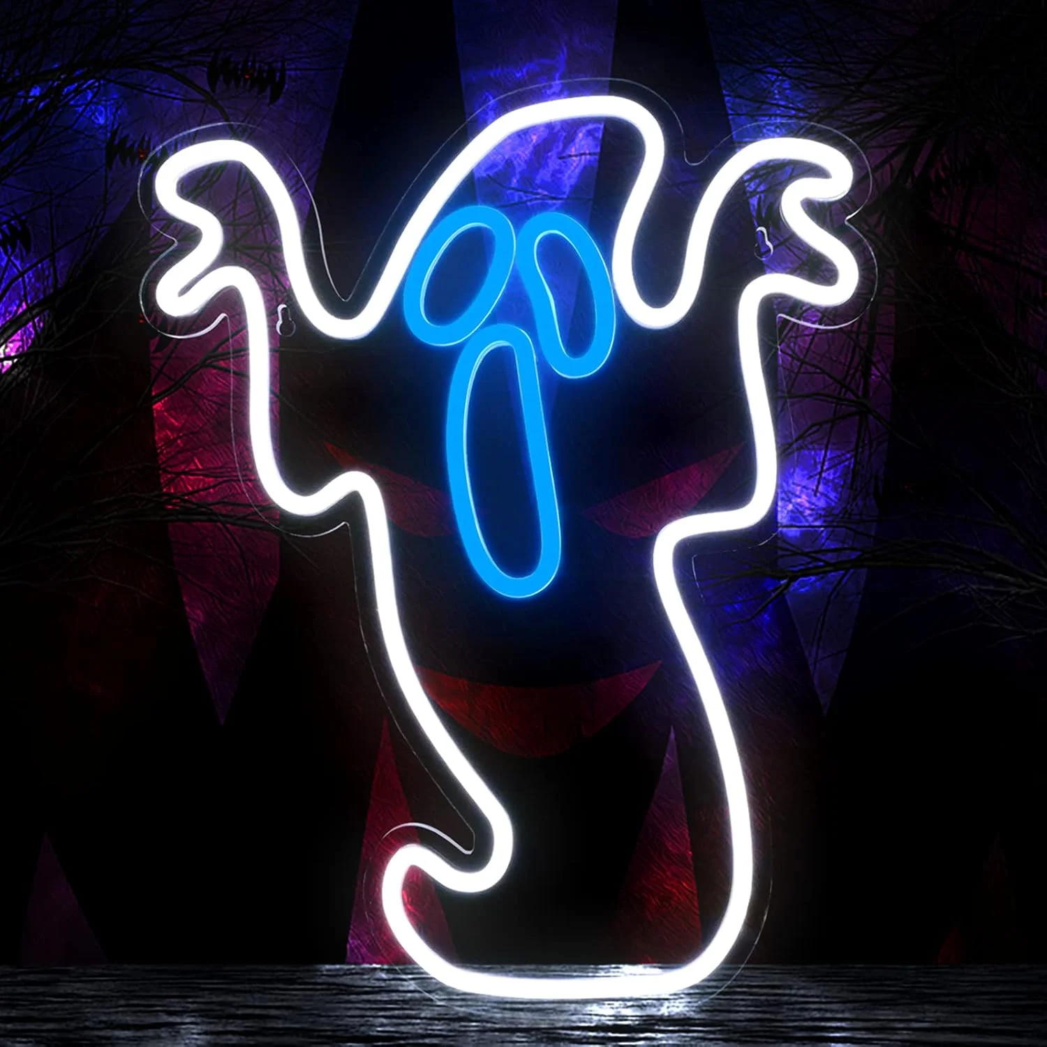 

Хэллоуин Scarey Ghost Неоновая светодиодная вывеска Художественное украшение игровой комнаты Жуткий Boo Светодиодные фонари для спальни Вечеринка Бар Настенный декор Знаки Подарок