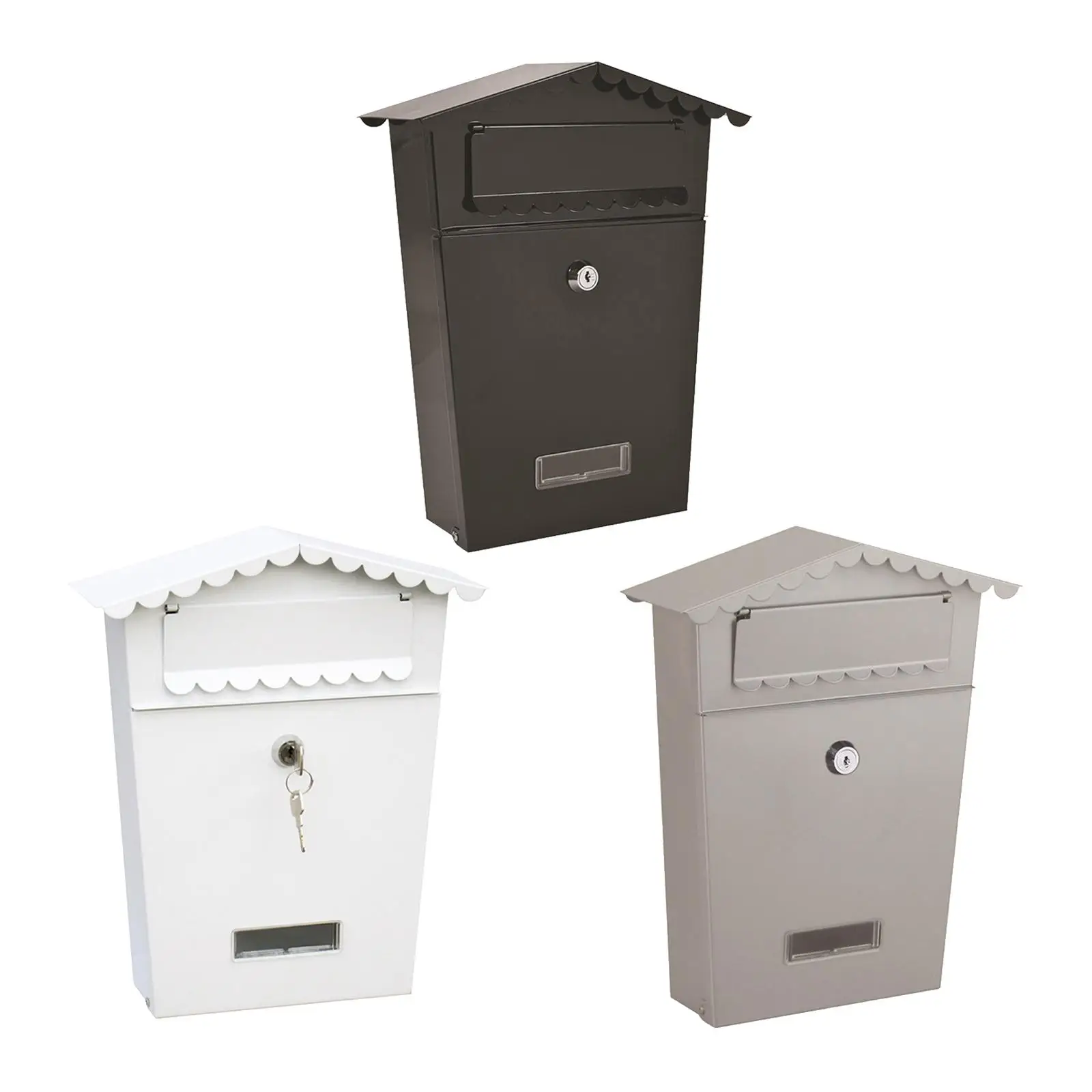 

Metal Mailbox Wall Mount Secure Key Lock Mail Box with 2 Keys Gate Drop Box