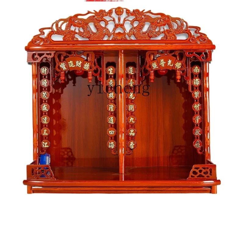 Zws. Two shrines, two shrines, Bodhisattva cabinets, Guanyin God of Wealth offering tables, and multiple Buddha statue cabinets