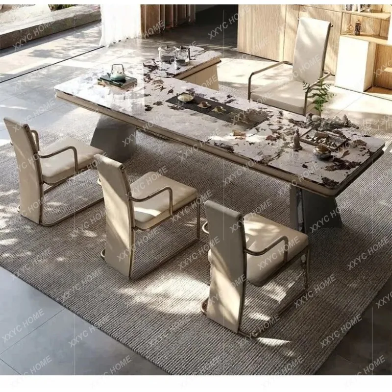 XXNatural luxury stone light luxury modern high-end tea room marble household tea table