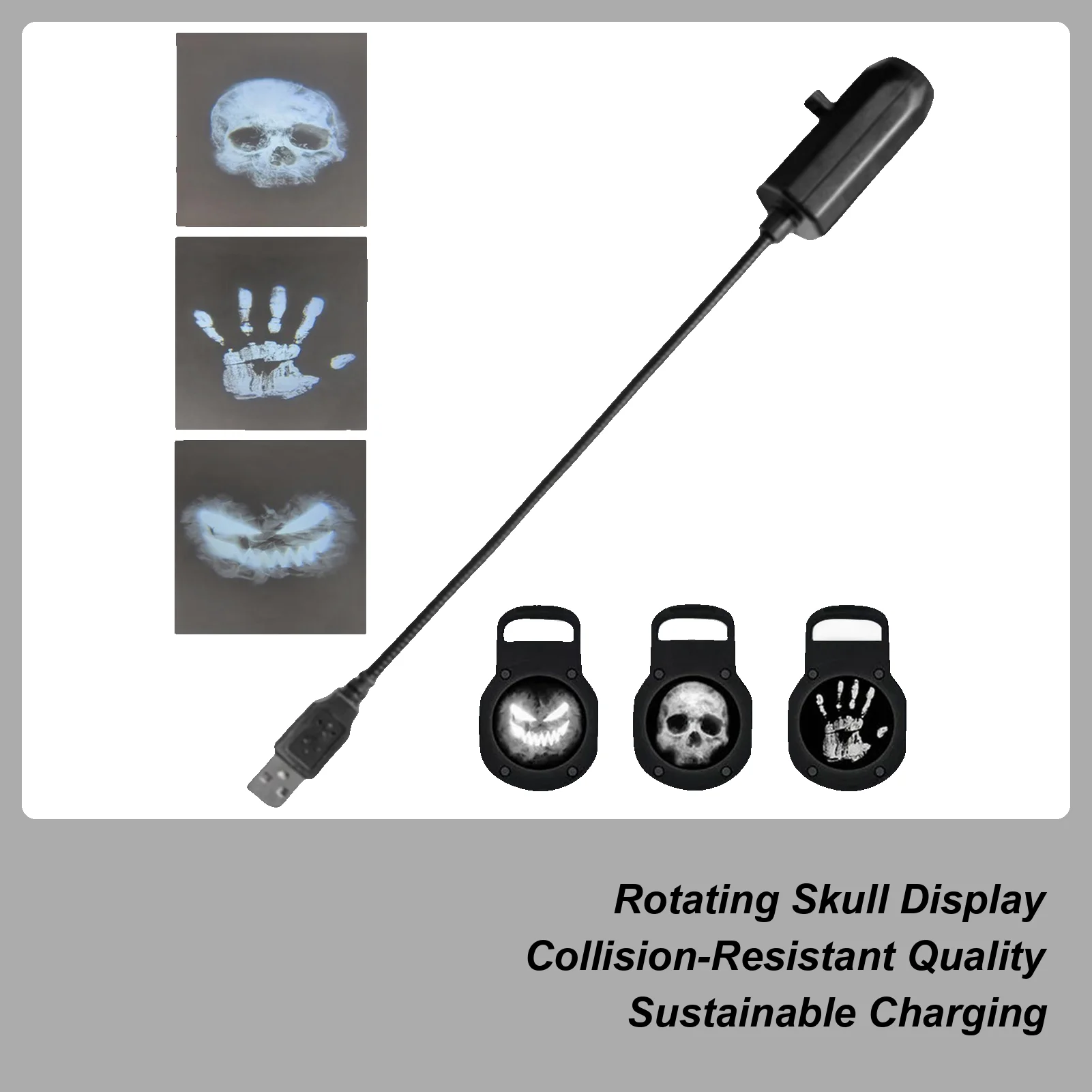 

3 Modes Halloween Projector USB 360 Rotatable LED Skeleton Palm Print Ghost Lamp Skull Night Light Decoration for Ceiling & Wall