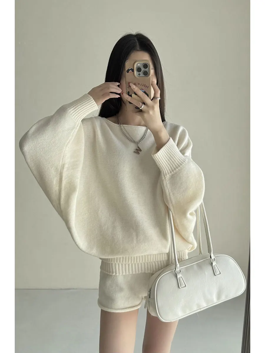 

American Retro Street Sle Loose Knit Sweater Women's Lazy Faion Large round Ne Top Autumn Winter Warm Thermal Long Sve