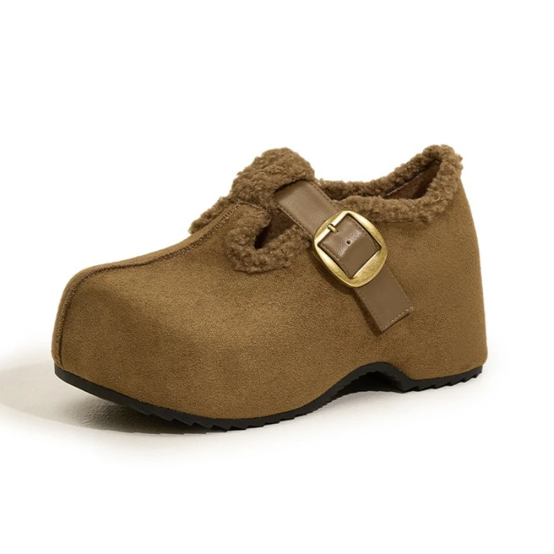 

CICIYANG Internal Increase Women Platform Warm Fur Loafers 2025 Winter New Mary Jane Shallow Mouth Non-slip Female Cotton Shoes