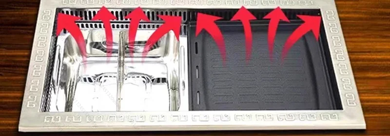Hot Pot Barbecue Integrated Table Without Skewers Oven Shabu Roast Self-service Barbecue Oven Korean Baking Pan Bottom Row