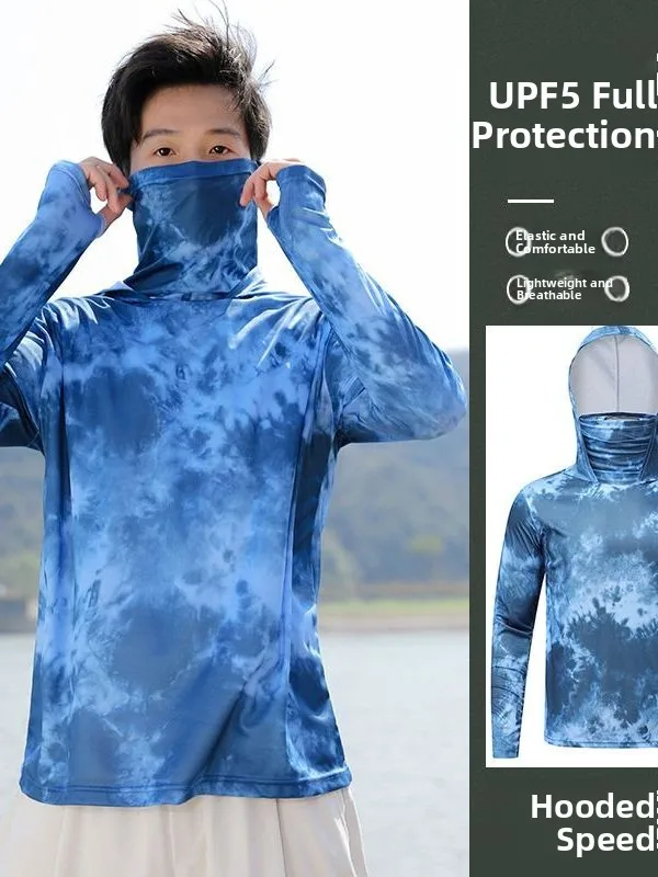 

Мужская улучшенная солнцезащитная одежда для рыбалки: дышащая куртка с капюшоном для активного отдыха, быстросохнущая, UPF50, для езды на велосипеде, из полиэфирного волокна