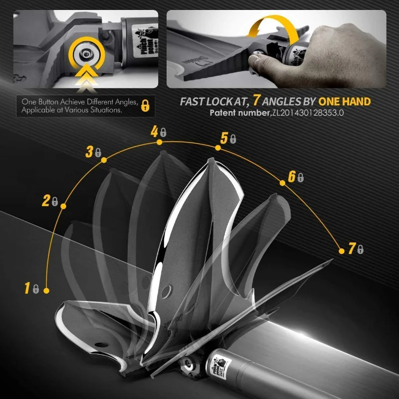 Zune Lotoo Survival Shovel Martensitic Steel Tactical Adjustable Folding Shovel Multifunction Entrenching Tool Camping Shovel