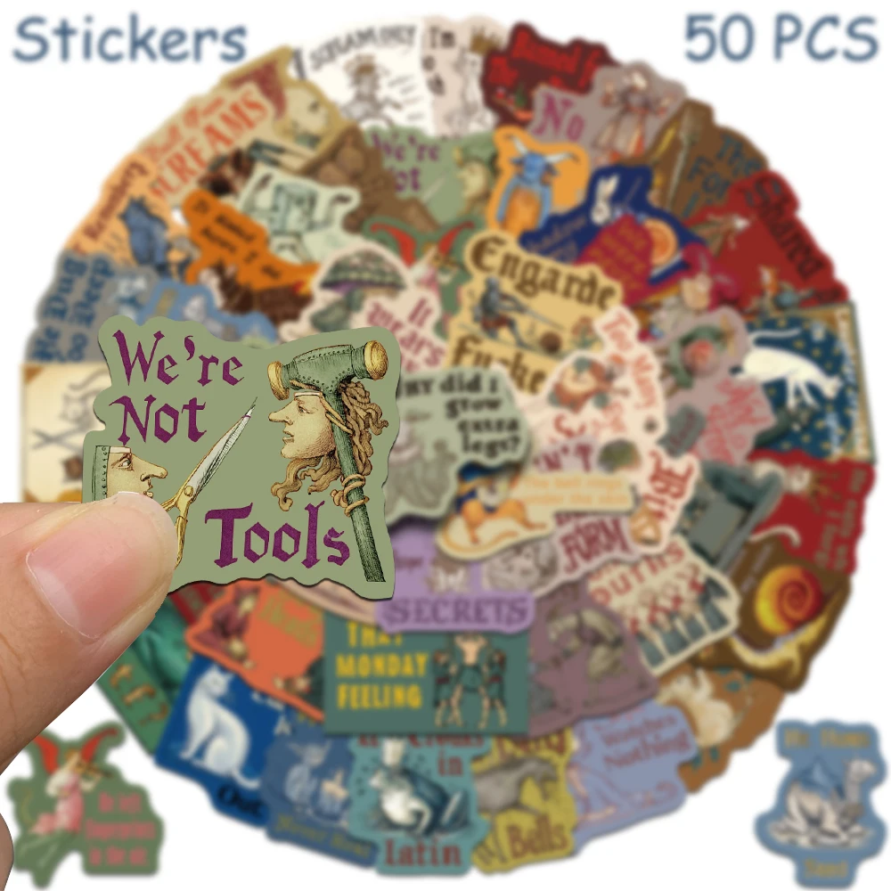 50pcs Medieval Creepy Abstract Stickers Decals For Phone Scrapbook Suitcase Skateboard Helmet DIY Retro Waterproof Stickers