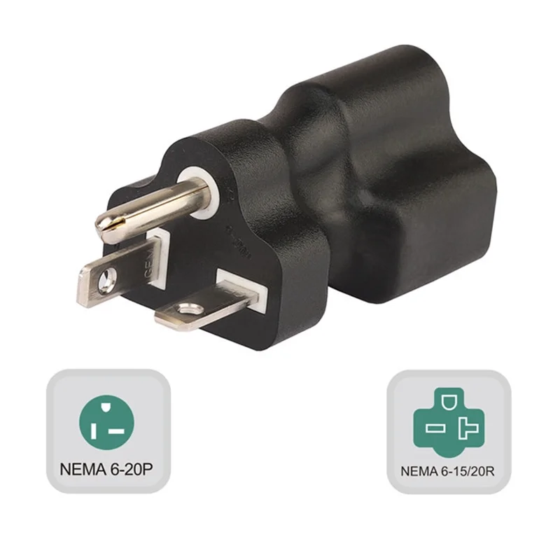 Black 20A male to 15A/20A female US Standard plug USA Canada Mexico Japan Nema 6-20P to 6-15R 6-20R power plug socket converter